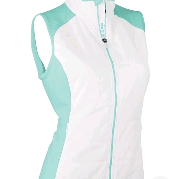 Zero Restriction Jackets & Blazers - Zero Restrictions Tess White and Turquoise Primaloft Golf Vest Size Large